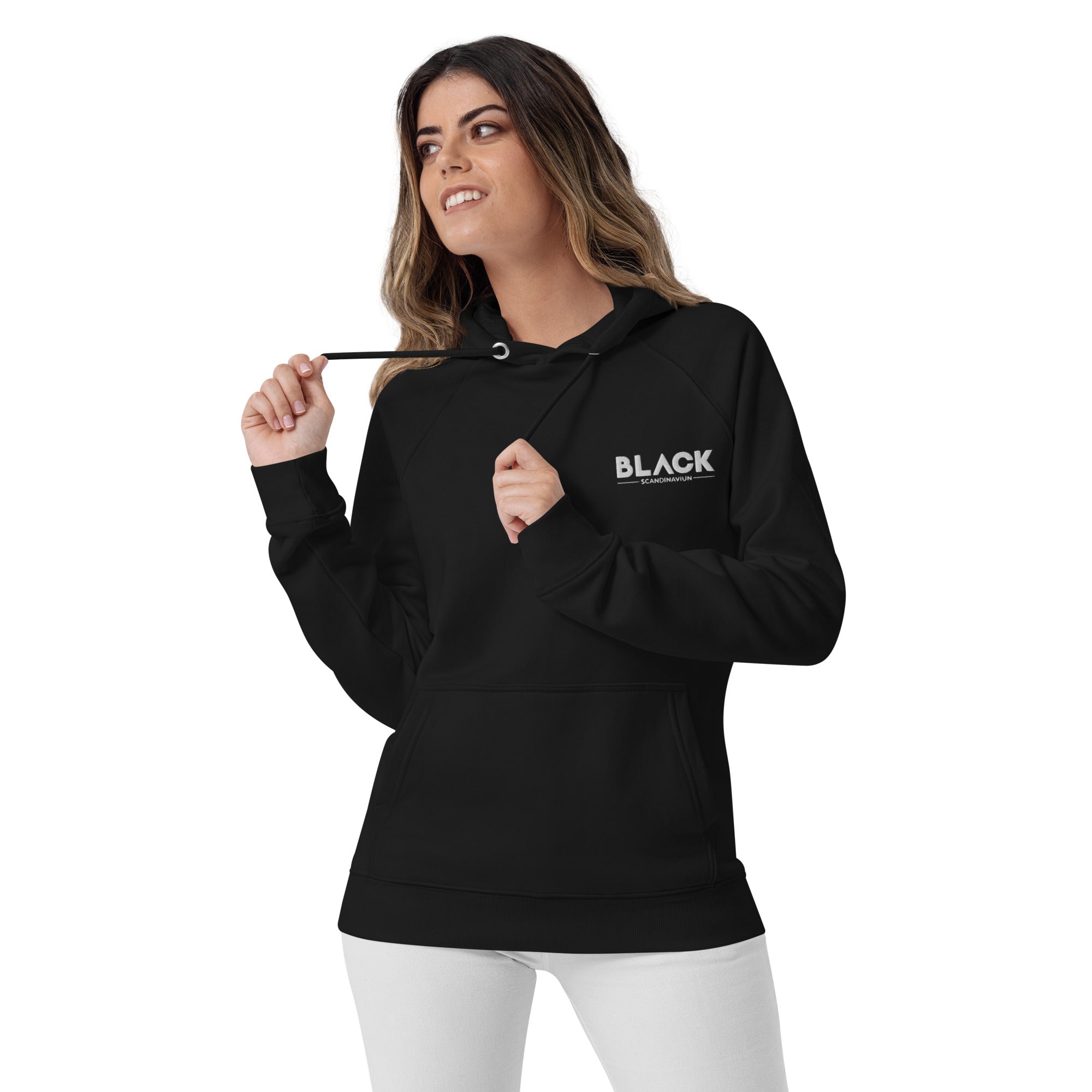 Unisex eco raglan hoodie– Blackkop